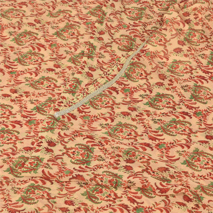 Sanskriti Vintage Cream Saree Georgette Printed Sari 5Yd Decor Soft Craft Sustainable Fabric
