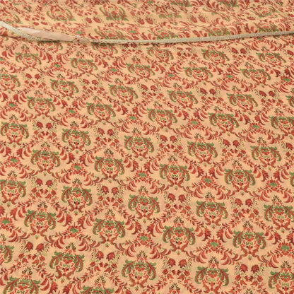 Sanskriti Vintage Cream Saree Georgette Printed Sari 5Yd Decor Soft Craft Sustainable Fabric