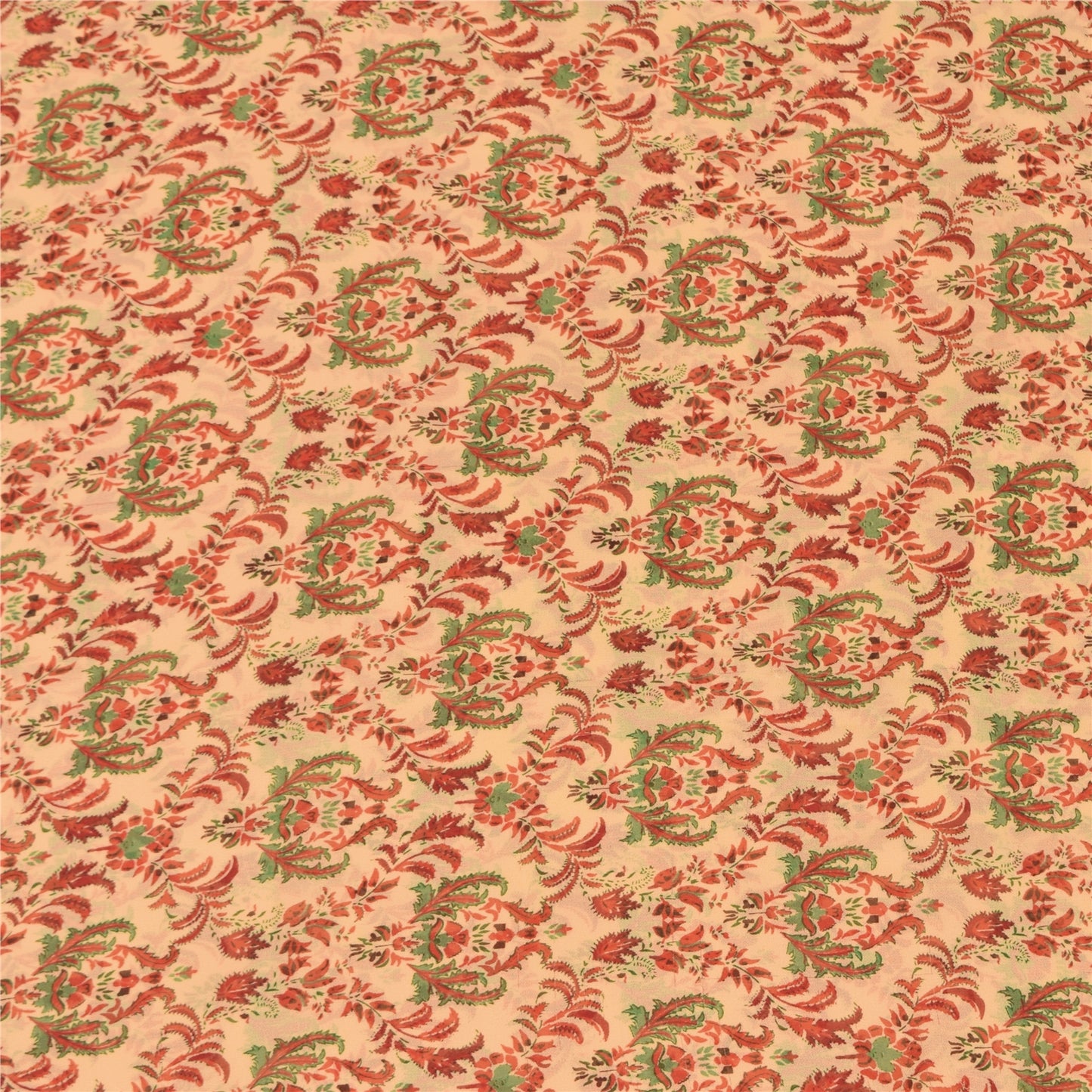 Sanskriti Vintage Cream Saree Georgette Printed Sari 5Yd Decor Soft Craft Sustainable Fabric
