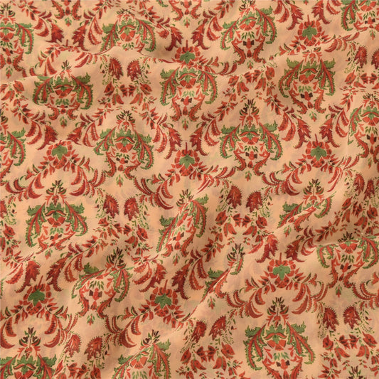 Sanskriti Vintage Cremefarvet Sari Georgette Trykt Sari 5Yd Dekoration Blødt Håndværk Bæredygtigt Stoff