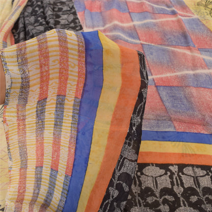 Sanskriti Vintage Saree Pure Georgette Silk Printed Sari Craft Multicolor Sustainable Fabric