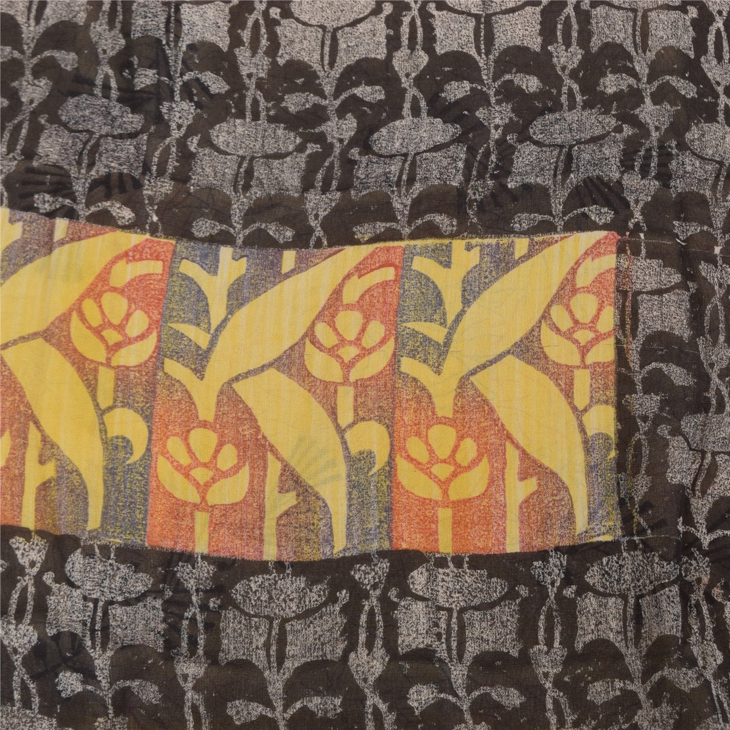 Sanskriti Vintage Saree Pure Georgette Silk Printed Sari Craft Multicolor Sustainable Fabric