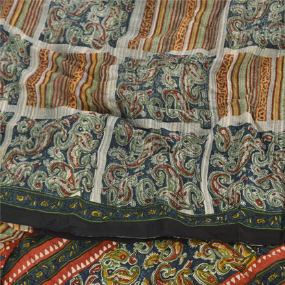 Sanskriti VintageSaree Pure Georgette Silk Printed Sari Craft Multicolor Sustainable Fabric