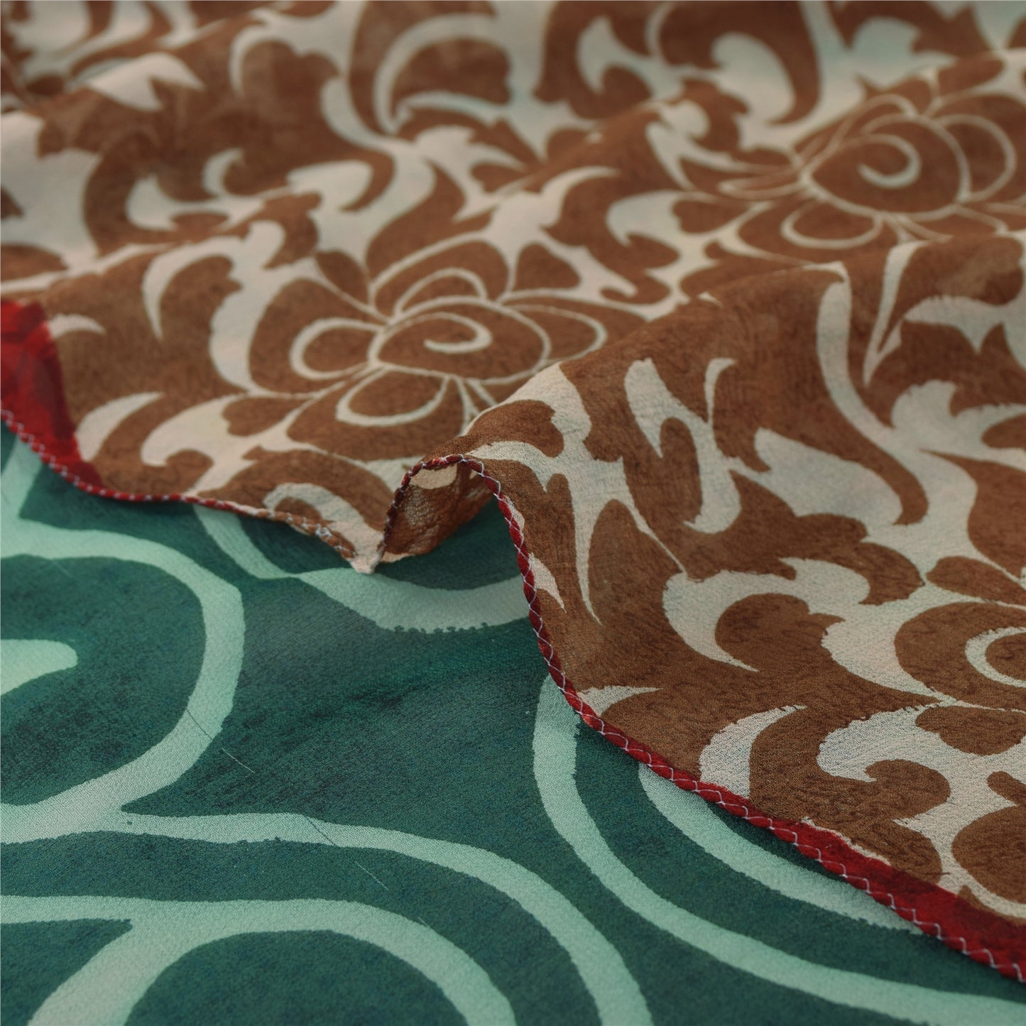 Sanskriti Vintage Sari Ren Georgette Silke Trykt Sari 5Yd Håndværk Dekor Bæredygtigt Stoff