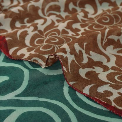 Sanskriti Vintage Sari Ren Georgette Silke Trykt Sari 5Yd Håndværk Dekor Bæredygtigt Stoff