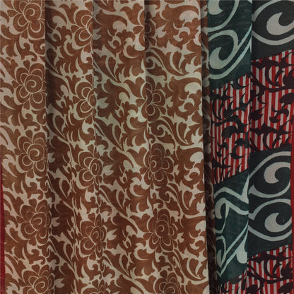 Sanskriti Vintage Sari Ren Georgette Silke Trykt Sari 5Yd Håndværk Dekor Bæredygtigt Stoff