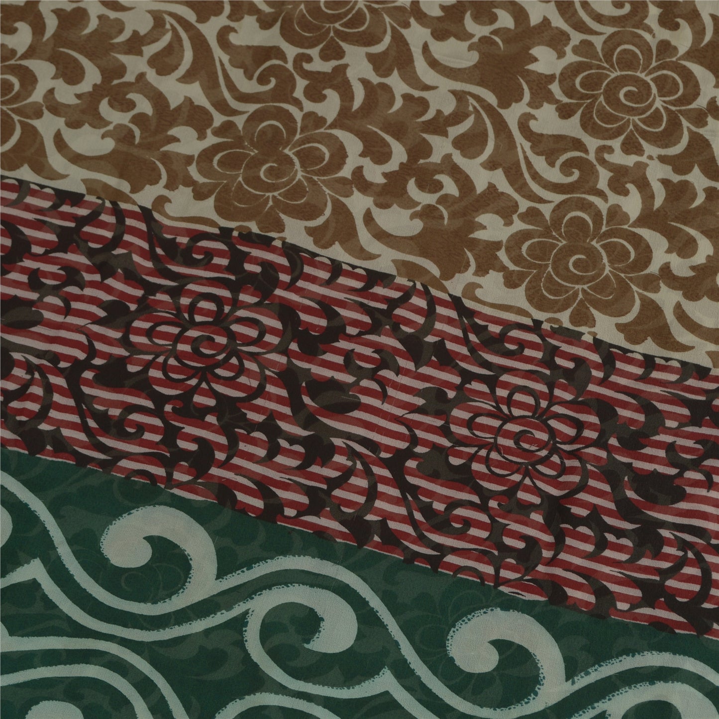 Sanskriti Vintage Sari Ren Georgette Silke Trykt Sari 5Yd Håndværk Dekor Bæredygtigt Stoff