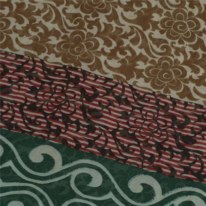 Sanskriti Vintage Sari Ren Georgette Silke Trykt Sari 5Yd Håndværk Dekor Bæredygtigt Stoff