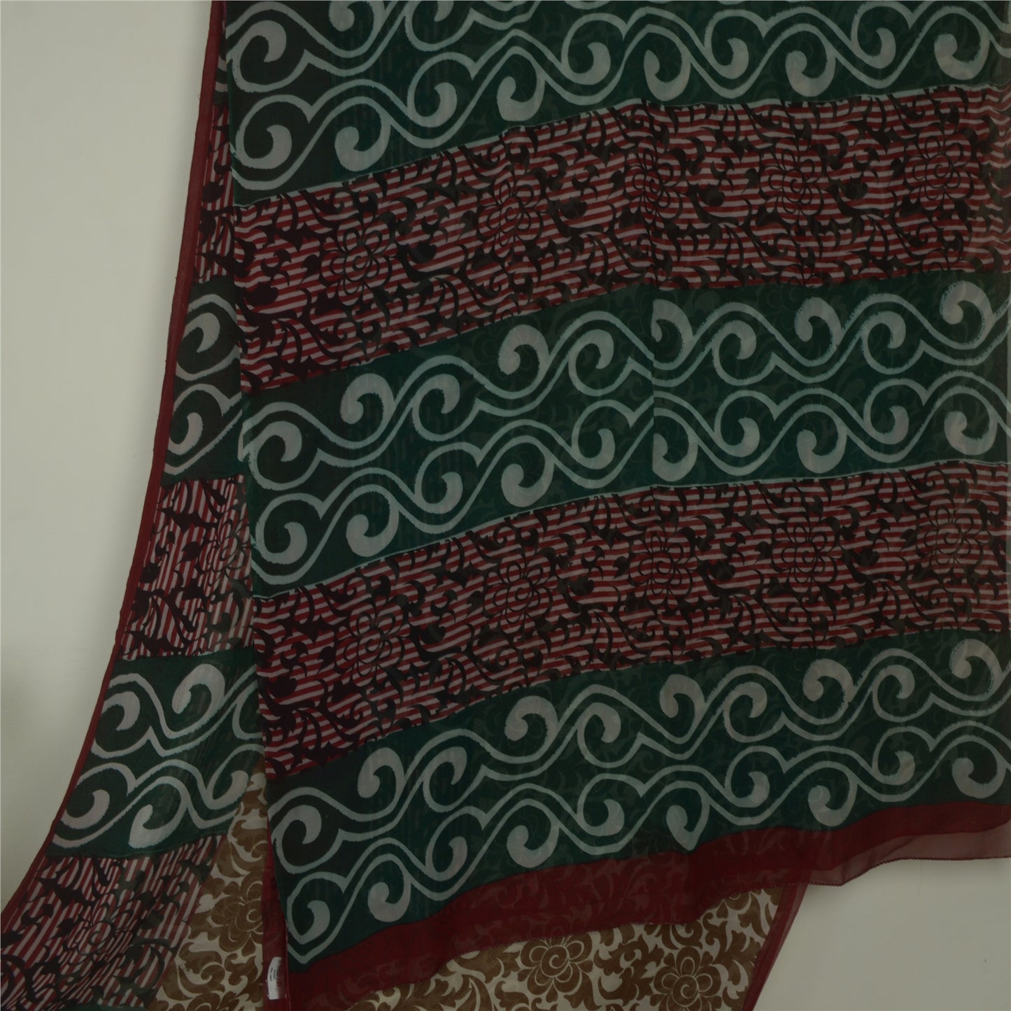 Sanskriti Vintage Sari Ren Georgette Silke Trykt Sari 5Yd Håndværk Dekor Bæredygtigt Stoff