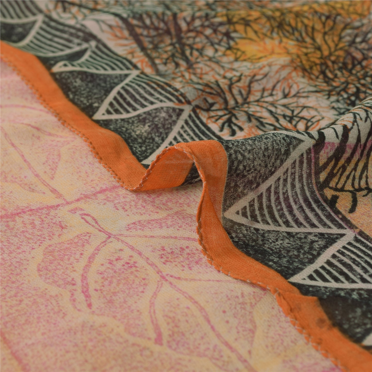 Sanskriti Vintage Pink Saree Blend Georgette Printed Sari 5Yd Craft Soft Sustainable Fabric