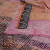 Sanskriti Vintage Pink Saree Blend Georgette Printed Sari 5Yd Craft Soft Sustainable Fabric