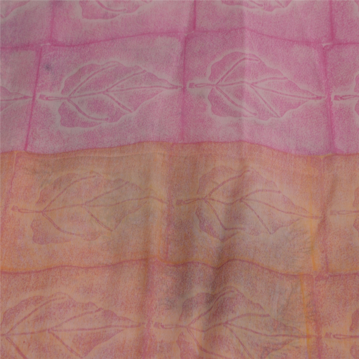 Sanskriti Vintage Pink Saree Blend Georgette Printed Sari 5Yd Craft Soft Sustainable Fabric