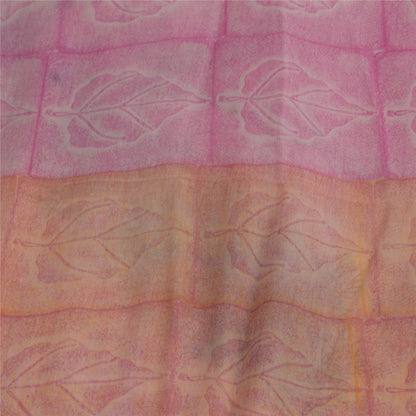 Sanskriti Vintage Pink Saree Blend Georgette Printed Sari 5Yd Craft Soft Sustainable Fabric