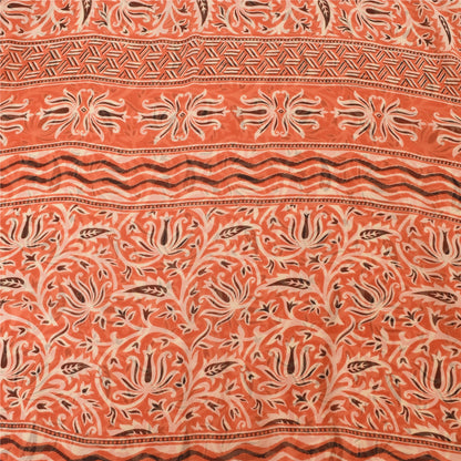 Sanskriti Vintage Peach Saree Georgette Printed Sari 5 Yard Craft Decor Sustainable Fabric