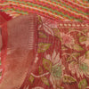 Sanskriti Vintage Rød Sari Blandet Georgette Trykt Sari 5 Yard Håndværk Dekor Bæredygtigt Stoff