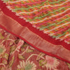 Sanskriti Vintage Rød Sari Blandet Georgette Trykt Sari 5 Yard Håndværk Dekor Bæredygtigt Stoff