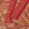 Sanskriti Vintage Rød Sari Blandet Georgette Trykt Sari 5 Yard Håndværk Dekor Bæredygtigt Stoff