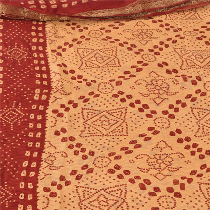 Sanskriti Vintage Blend Silk Beige Printed Zari Border Sarees 5 YD Craft Fabric upholstery fabric