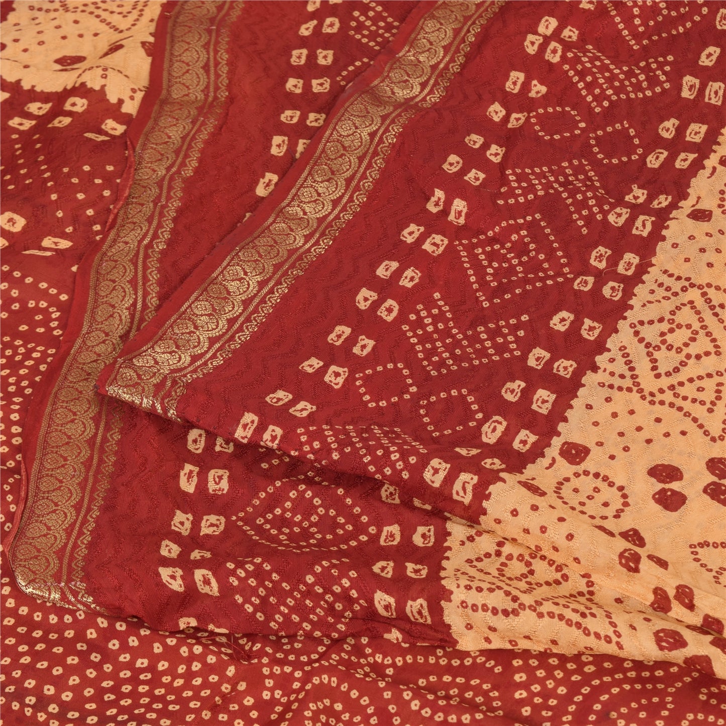 Sanskriti Vintage Blend Silk Beige Printed Zari Border Sarees 5 YD Craft Fabric upholstery fabric