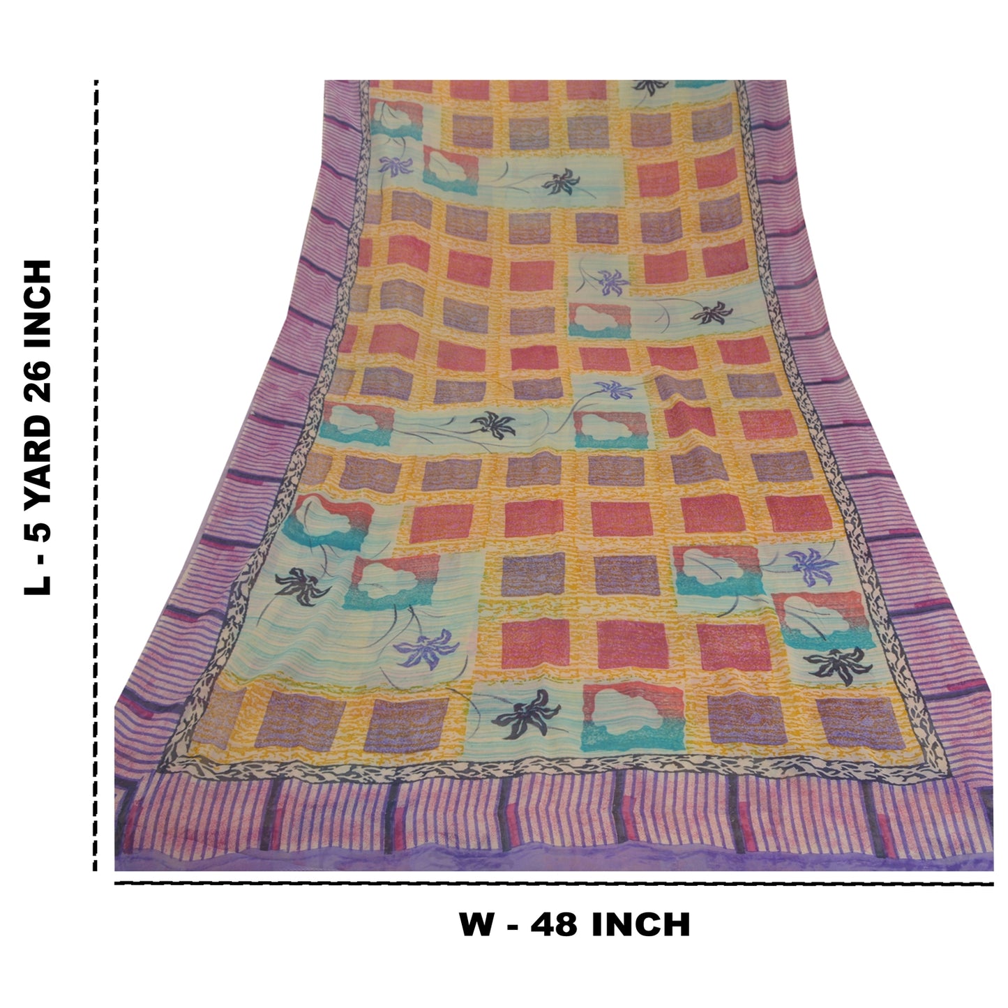 Sanskriti Vintage Multicolor Saree Pure Georgette Silk Printed Sari Craft Sustainable Fabric
