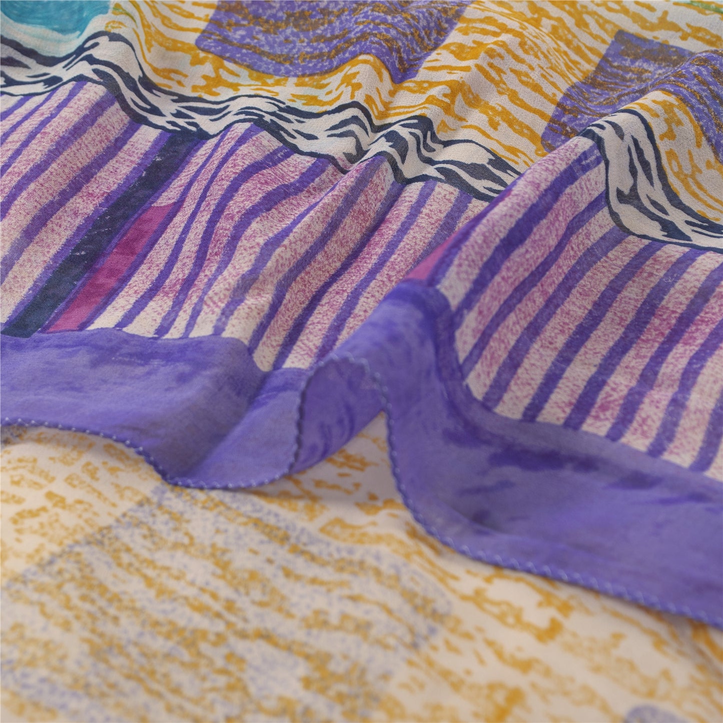 Sanskriti Vintage Multicolor Saree Pure Georgette Silk Printed Sari Craft Sustainable Fabric