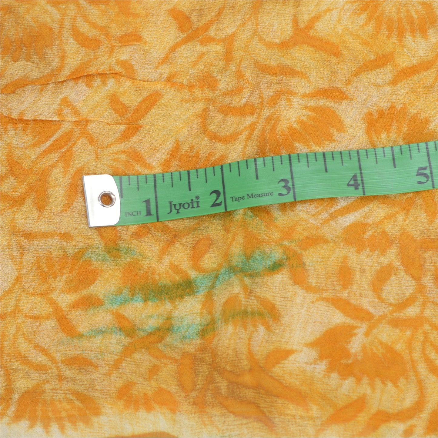 Sanskriti Vintage Saree Orange Saree 100% Pure Georgette Silk 5.5+Yard Floral Print Sari Craft Fabric Upcycling, Recycling, Dress Making