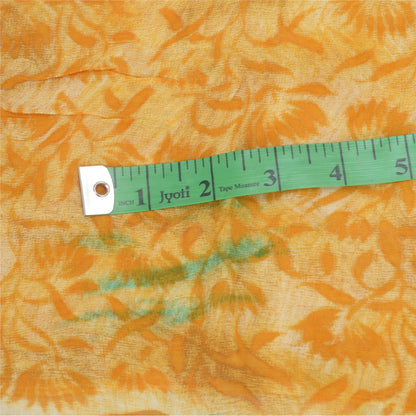 Sanskriti Vintage Saree Orange Saree 100% Pure Georgette Silk 5.5+Yard Floral Print Sari Craft Fabric Upcycling, Recycling, Dress Making