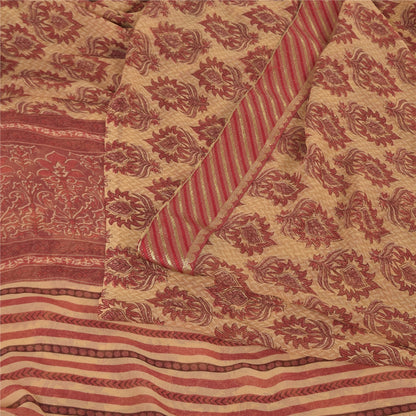 Sanskriti Vintage Georgette Printed floral design Sarees 5 Yard Craft Fabric upholstery fabric