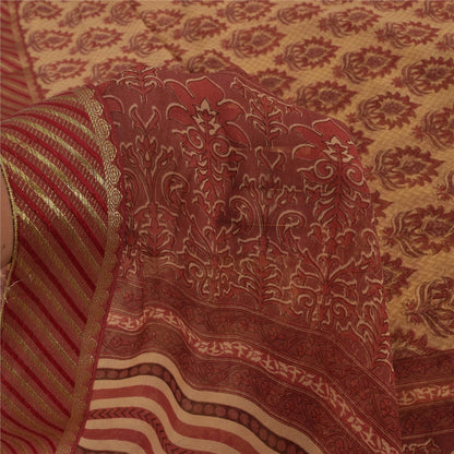 Sanskriti Vintage Georgette Printed floral design Sarees 5 Yard Craft Fabric upholstery fabric