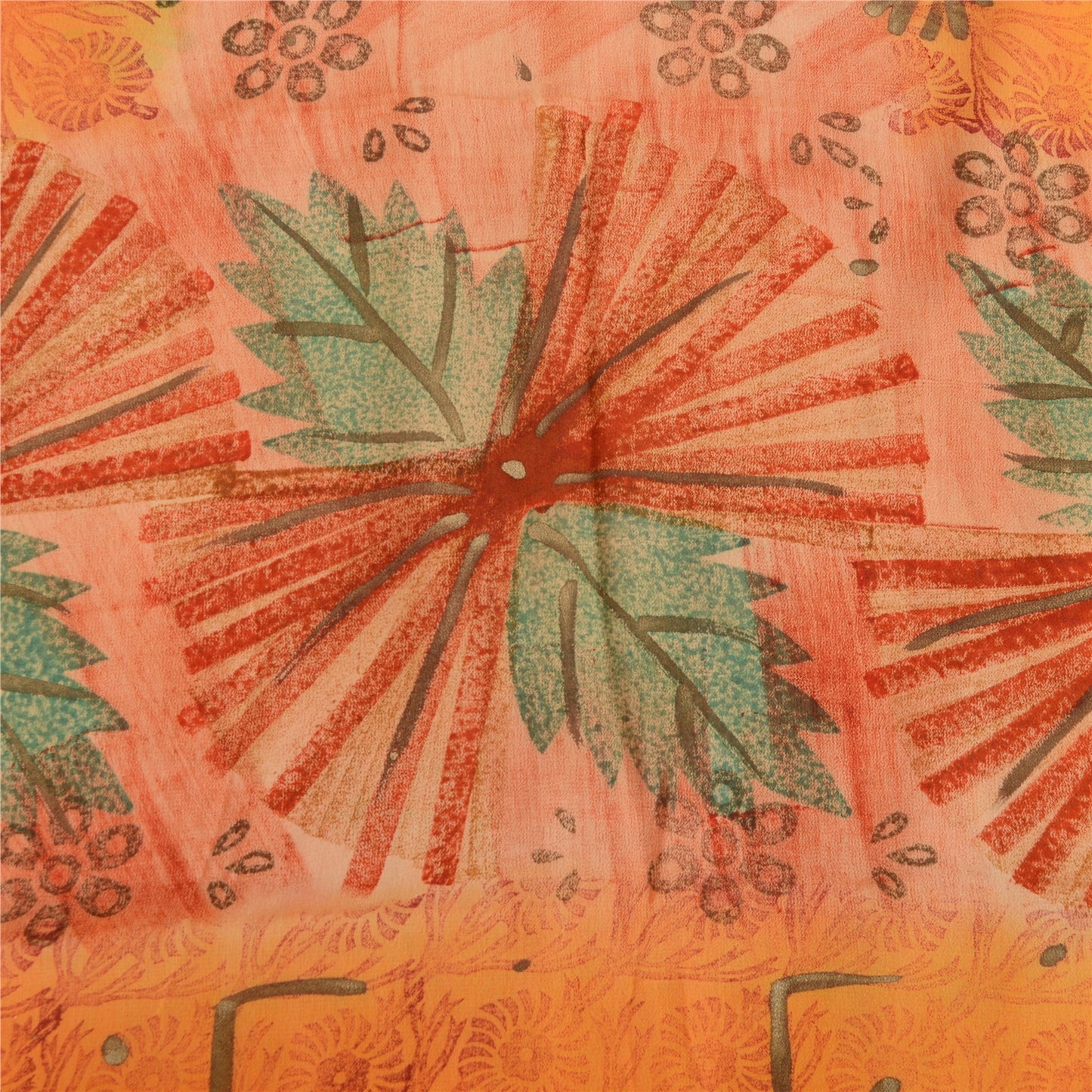 Sanskriti Vintage Pure Georgette Silk Saree: Multicolor Floral Printed Indian Fabric Bohemian Fabric For Dressmaking,Craft Supplies