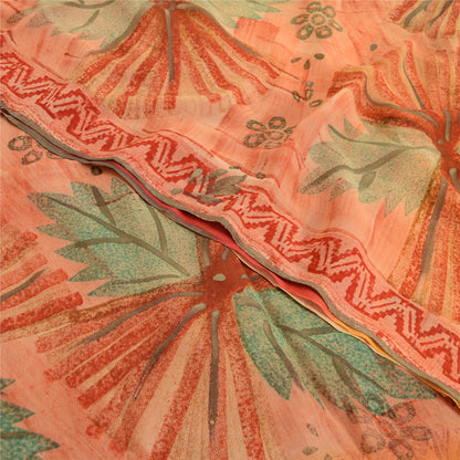 Sanskriti Vintage Pure Georgette Silk Saree: Multicolor Floral Printed Indian Fabric Bohemian Fabric For Dressmaking,Craft Supplies