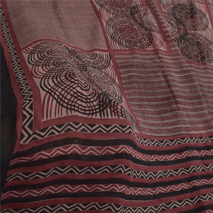 Sanskriti Vintage Sari 100% Pure Georgette Silk Purple Indian Printed Fabric 5Yd Saree Indian Heritage Textile Craft Supplies Material