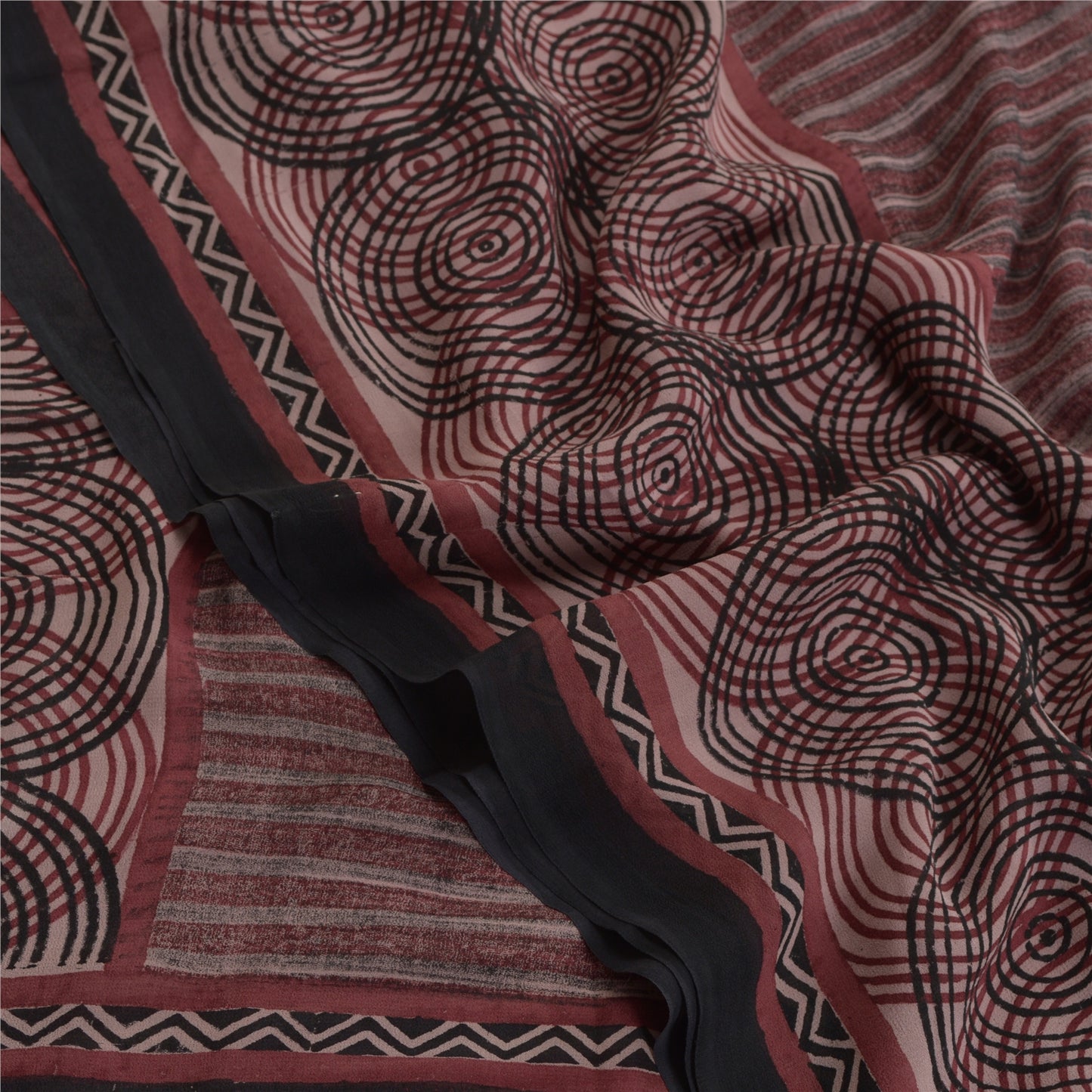 Sanskriti Vintage Sari 100% Pure Georgette Silk Purple Indian Printed Fabric 5Yd Saree Indian Heritage Textile Craft Supplies Material