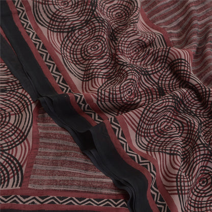 Sanskriti Vintage Sari 100% Pure Georgette Silk Purple Indian Printed Fabric 5Yd Saree Indian Heritage Textile Craft Supplies Material
