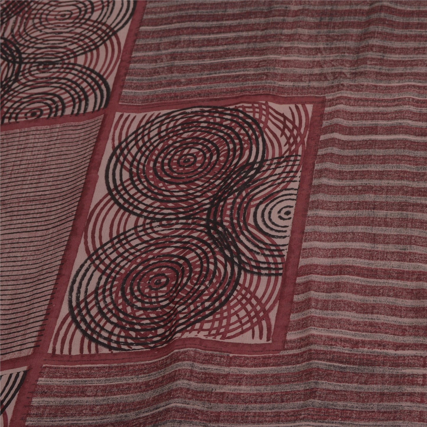 Sanskriti Vintage Sari 100% Pure Georgette Silk Purple Indian Printed Fabric 5Yd Saree Indian Heritage Textile Craft Supplies Material