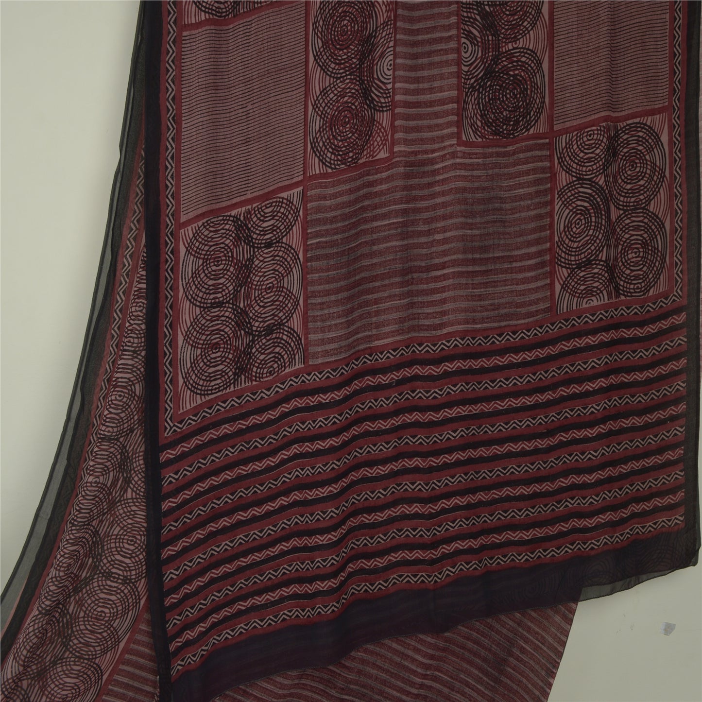 Sanskriti Vintage Sari 100% Pure Georgette Silk Purple Indian Printed Fabric 5Yd Saree Indian Heritage Textile Craft Supplies Material