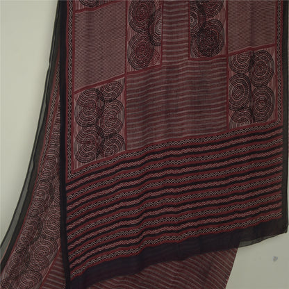 Sanskriti Vintage Sari 100% Pure Georgette Silk Purple Indian Printed Fabric 5Yd Saree Indian Heritage Textile Craft Supplies Material
