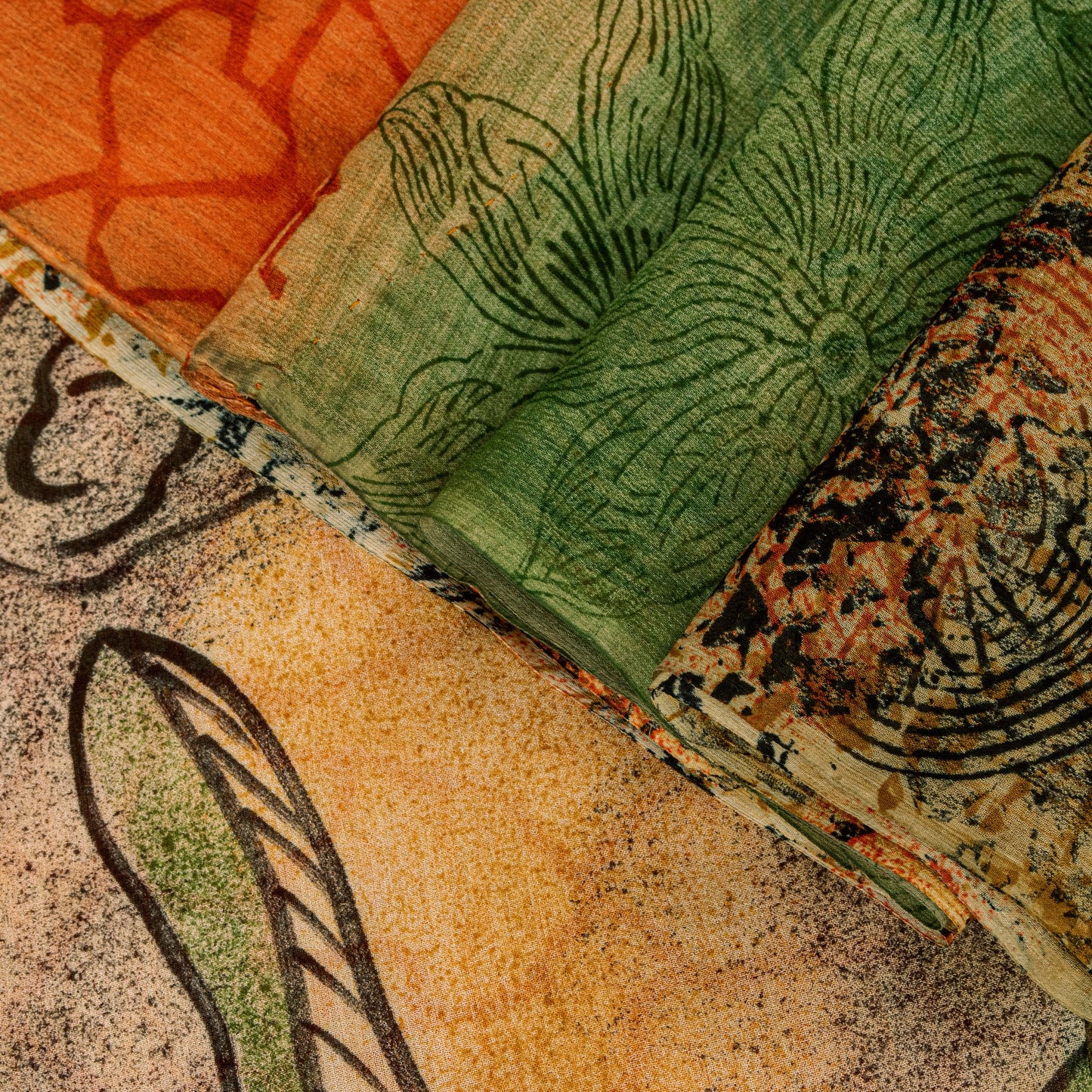 Sanskriti Vintage Orange Saree Pure Georgette Silk Printed Sari Craft Sustainable Fabric