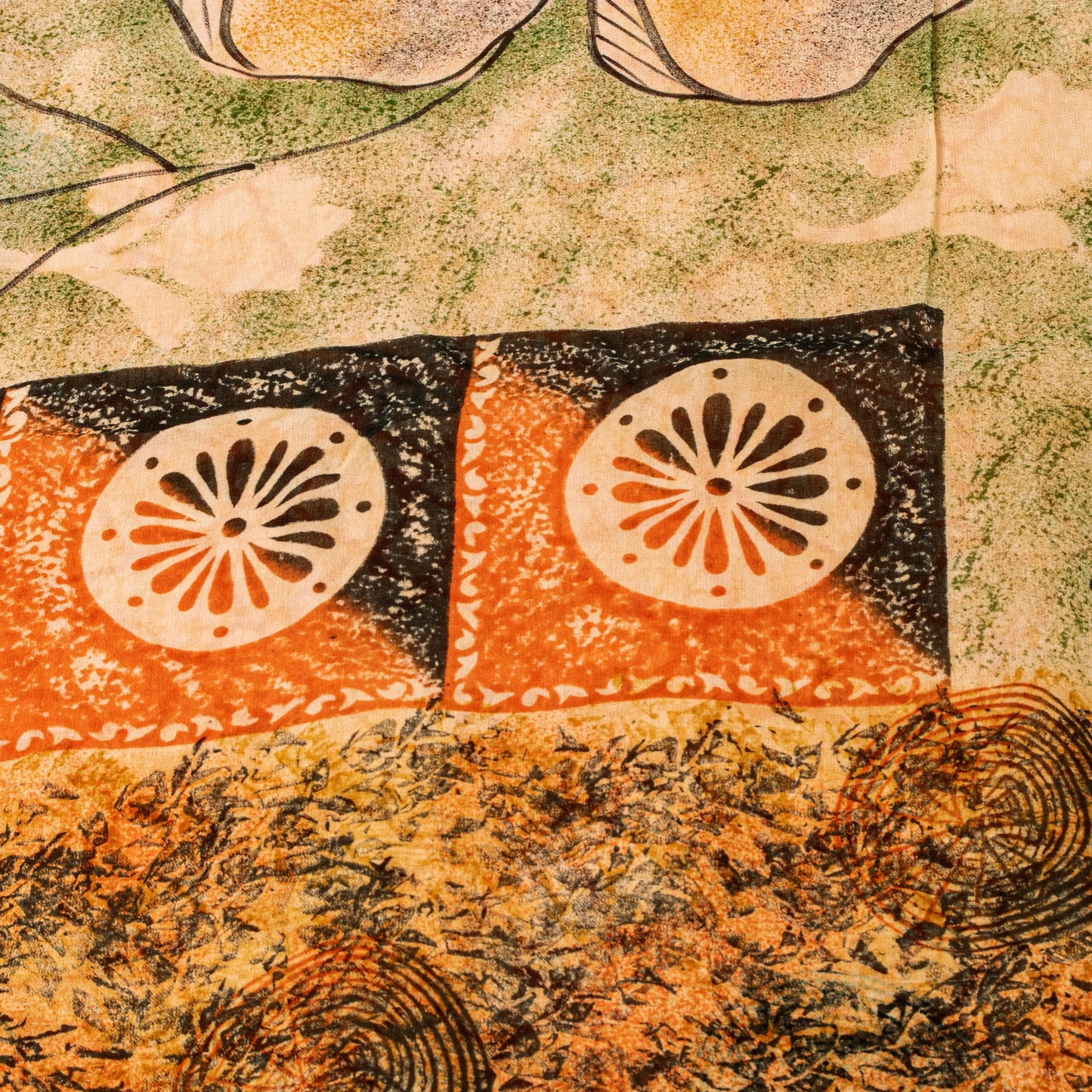 Sanskriti Vintage Orange Saree Pure Georgette Silk Printed Sari Craft Sustainable Fabric