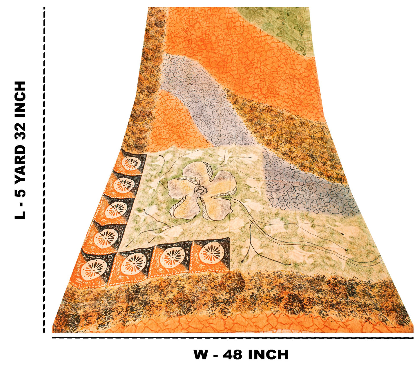Sanskriti Vintage Orange Saree Pure Georgette Silk Printed Sari Craft Sustainable Fabric