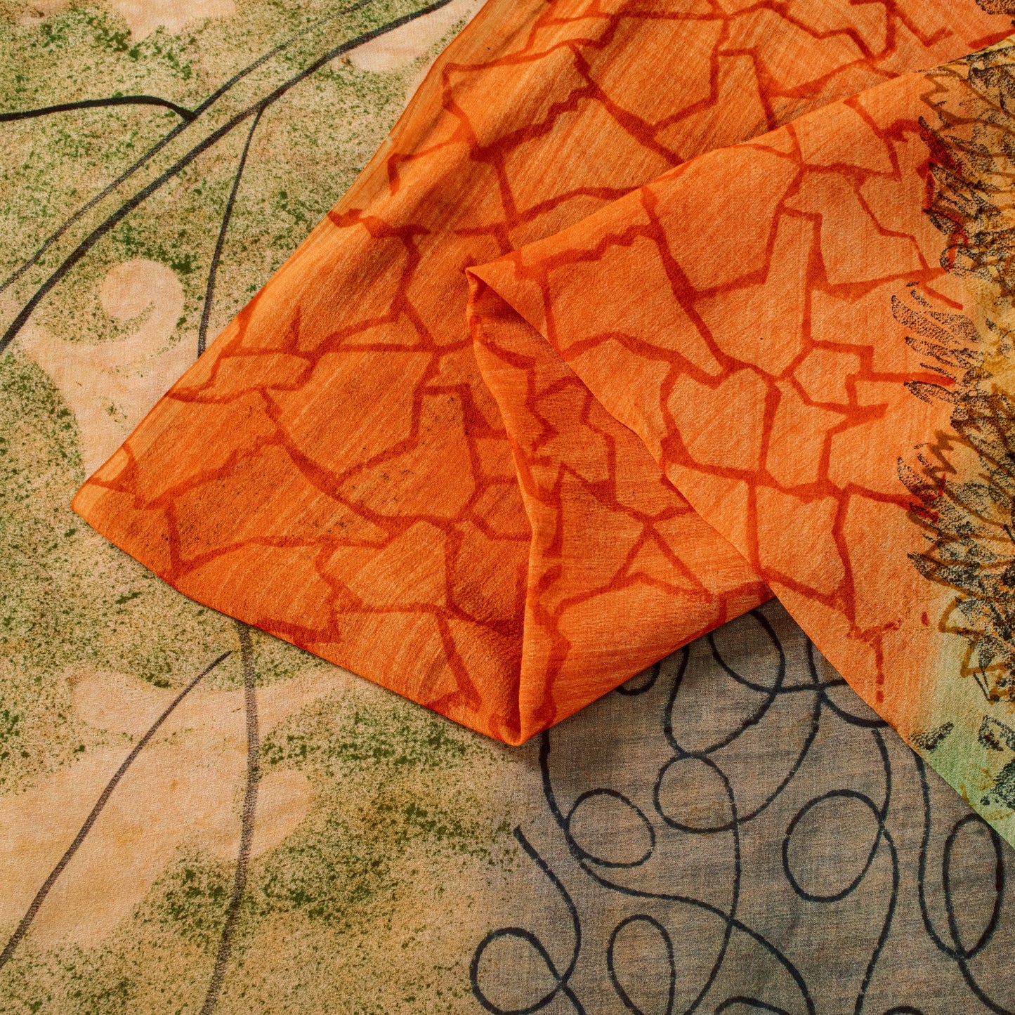 Sanskriti Vintage Orange Saree Pure Georgette Silk Printed Sari Craft Sustainable Fabric