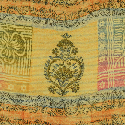 Sanskriti Vintage Blend Georgette Green Printed Sarees 5 Yard Craft Fabric upholstery fabric