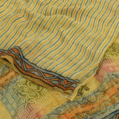 Sanskriti Vintage Blend Georgette Green Printed Sarees 5 Yard Craft Fabric upholstery fabric