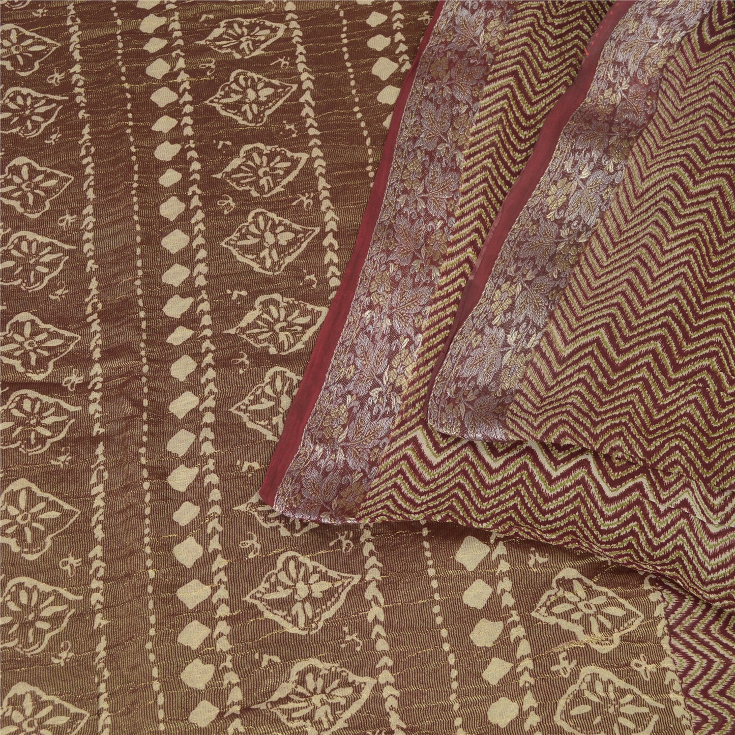 Sanskriti Vintage Dark Red Saree Pure Georgette Silk Printed Sari Craft Sustainable Fabric