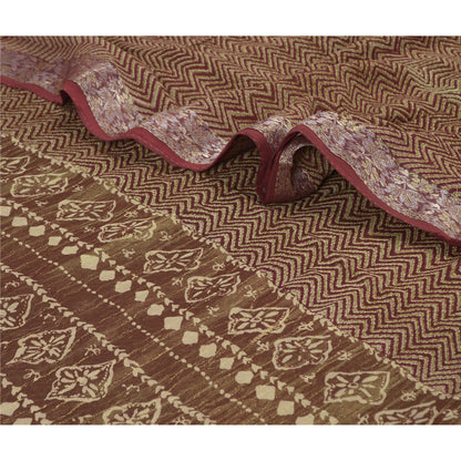 Sanskriti Vintage Dark Red Saree Pure Georgette Silk Printed Sari Craft Sustainable Fabric