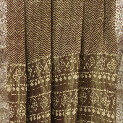 Sanskriti Vintage Dark Red Saree Pure Georgette Silk Printed Sari Craft Sustainable Fabric