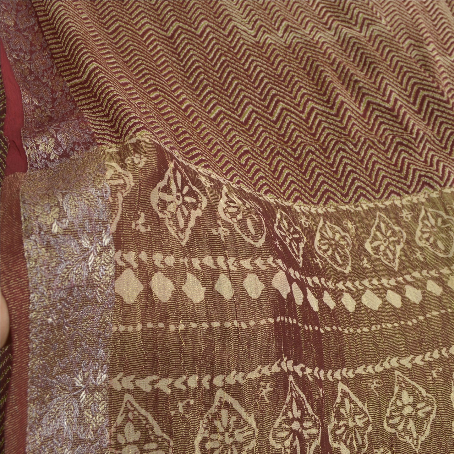 Sanskriti Vintage Dark Red Saree Pure Georgette Silk Printed Sari Craft Sustainable Fabric