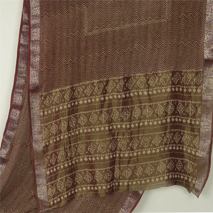 Sanskriti Vintage Dark Red Saree Pure Georgette Silk Printed Sari Craft Sustainable Fabric