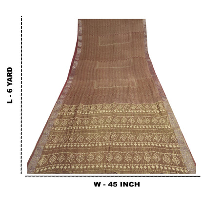 Sanskriti Vintage Dark Red Saree Pure Georgette Silk Printed Sari Craft Sustainable Fabric