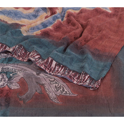 Sanskriti vintage Bollywood Designer Printed Sari Pure Georgette Silk 5Yd Sarees